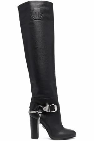 Philipp Plein Kniehohe Stiefel mit Schnalle