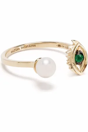 DELFINA DELETTREZ 9kt Gelbgoldring mit Perlen