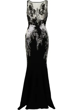 Saiid Kobeisy Abendkleid mit Blumenstickerei
