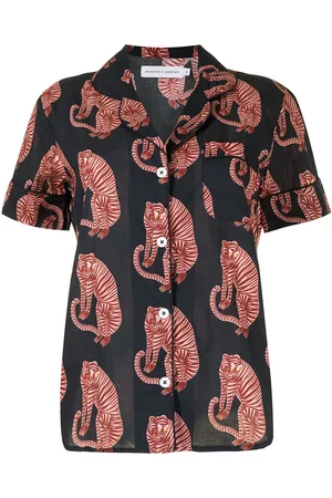Desmond & Dempsey Pyjama mit Tiger-Print