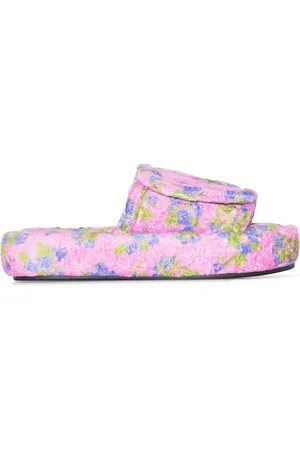 Natasha Zinko Velours-Pantoletten mit Blumenstickerei