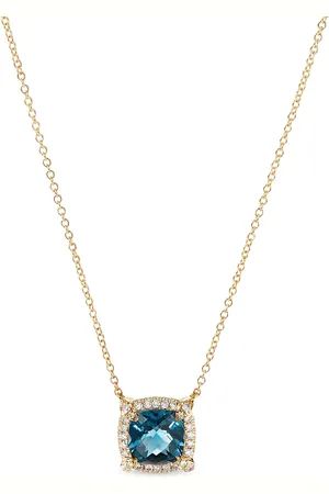 David Yurman 18kt Petite Chatelaine Gelbgoldhalskette mit Topas und Diamanten