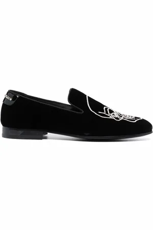 Philipp Plein Samt-Loafer mit Totenkopf