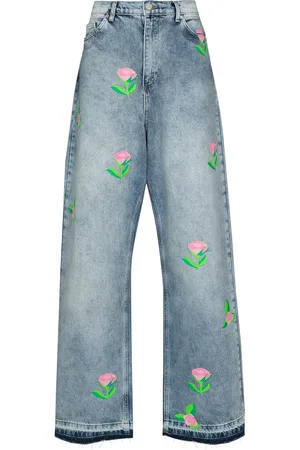 Natasha Zinko Weite Jeans mit Rosen-Print