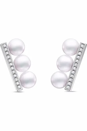 Tasaki 18kt Collection Line Balance Neo Akoya Weißgoldohrringe mit Perlen und Diamanten