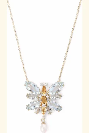 Dolce & Gabbana 18kt Gelbgoldhalskette mit Schmuckstein-Anhänger