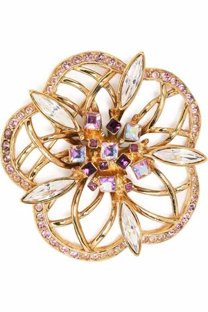Givenchy 1970s Brosche in Blumenform mit Kristallen
