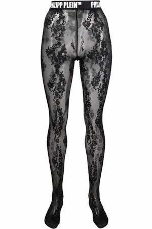 Philipp Plein Strumpfhose aus floraler Spitze