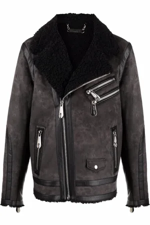 Philipp Plein Bikerjacke mit Shearling-Besatz