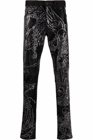 Philipp Plein Skeleton Tattoo Straight-Leg-Jeans