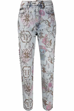 Philipp Plein Boyfriend-Jeans mit Tattoo-Monogramm