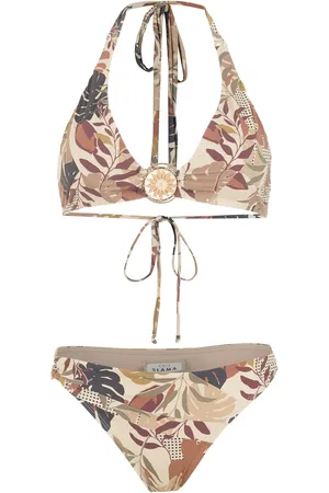 AMIR SLAMA Bikini mit Palmblatt-Print