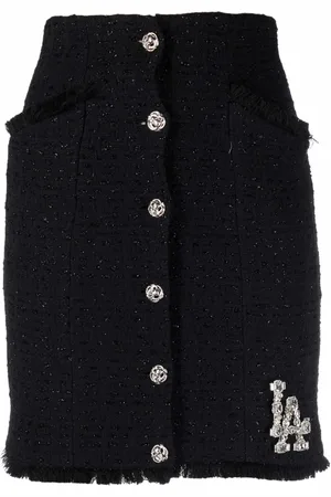 Philipp Plein Tweed-Rock mit Totenkopf