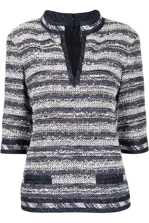 CHANEL Gestreifte Tweed-Bluse