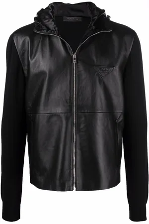 Prada Kapuzenjacke mit Leder-Einsätzen