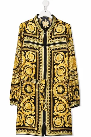 VERSACE Barocco Kids-print silk dress