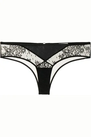FLEUR DU MAL Bestickter Hipster-Slip aus veganem Leder