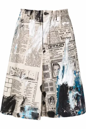 YOHJI YAMAMOTO Shorts mit Zeitungs-Print