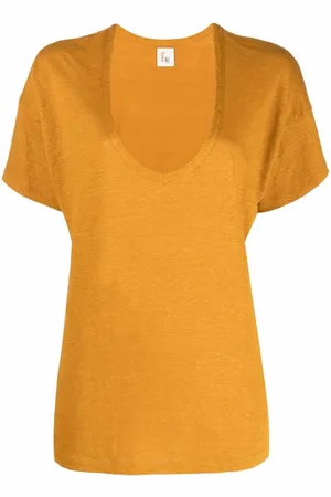 Paula Leinen-T-Shirt mit V-Ausschnitt