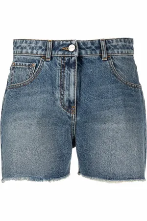 Palm Angels Ausgefranste Jeans-Shorts mit Palme