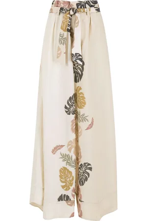 AMIR SLAMA Hose mit Blatt-Print