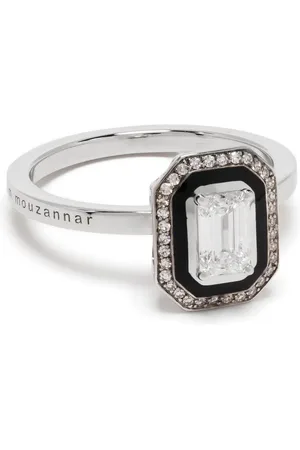 SELIM MOUZANNAR 18kt Weißgoldring mit Diamanten und Emaille