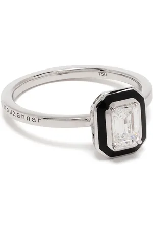 SELIM MOUZANNAR 18kt Weißgoldring mit Diamanten und Emaille
