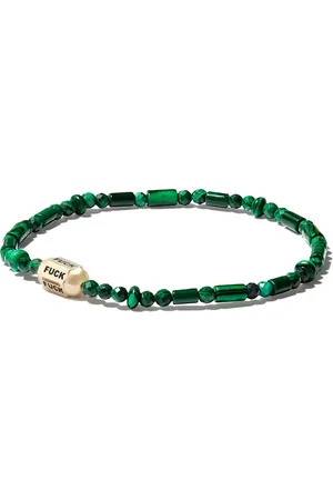 LUIS MORAIS 14kt Bolt Bead Gelbgoldarmband mit Malachit