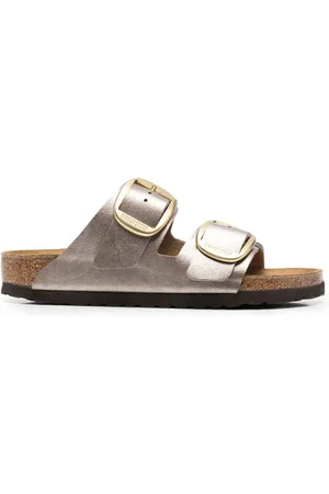 Birkenstock Flache Sandalen im Metallic-Look