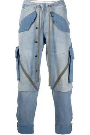 GREG LAUREN Tapered-Jeans mit Kontrasteinsätzen