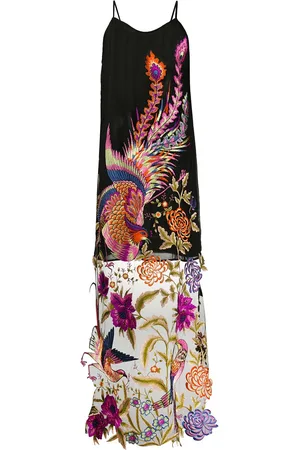 Dolci Follie Kleid mit Feder-Print
