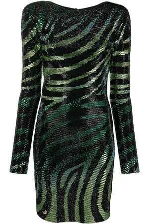 Philipp Plein Kristallverziertes Kleid mit Zebra-Print
