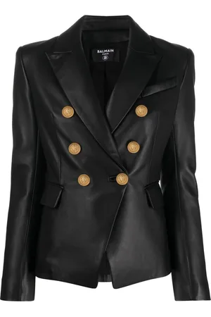 Balmain Doppelreihiger Lederblazer