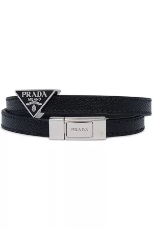 Prada Herren Armbänder - Wickelarmband mit Logo-Schild