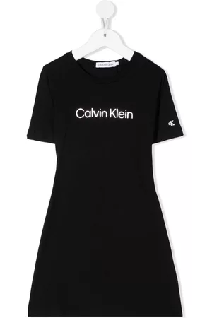 Calvin Klein Mädchen Bedruckte Kleider - Ausgestelltes Kleid mit Logo-Print