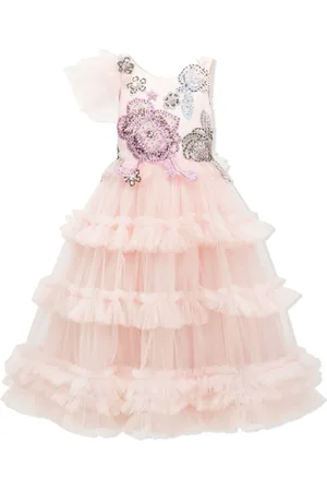 Tulleen Tüllkleid mit Blumenstickerei