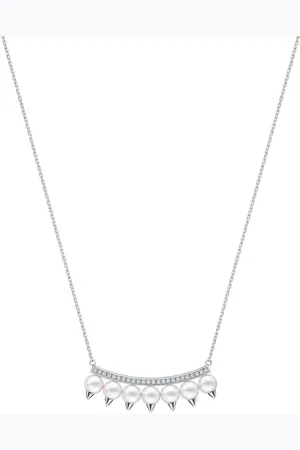 Tasaki 18kt Collection Line Danger Plus Weißgoldhalskette mit Pavé-Diamant