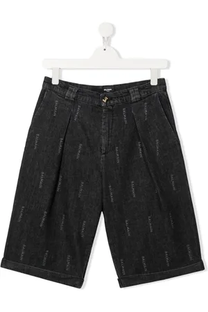 Balmain TEEN Jeans-Shorts mit Logo-Print
