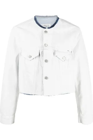 Maison Margiela Cropped-Jeansjacke ohne Kragen