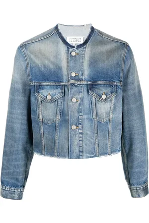 Maison Margiela Cropped-Jeansjacke ohne Kragen
