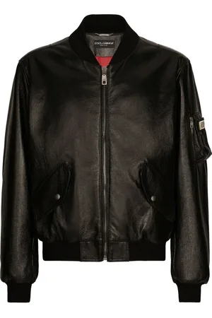 Dolce & Gabbana Lederjacke mit Logo-Schild