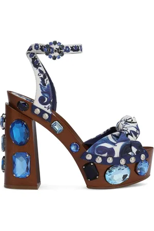 Dolce & Gabbana Verzierte Sandalen mit Majolica-Print 90mm