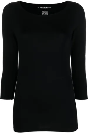 Majestic Langarmshirt mit U-Ausschnitt