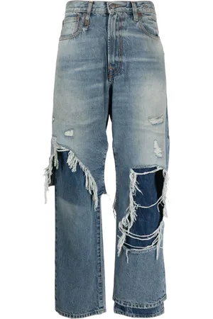 R13 Weite Jeans im Distressed-Look
