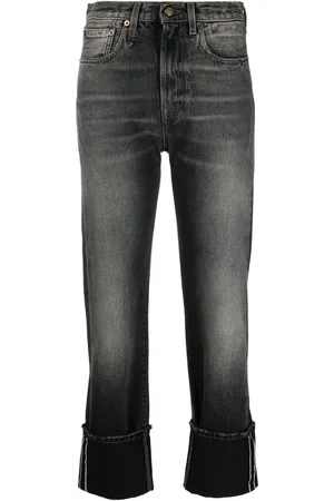 R13 Ausgeblichene Straight-Leg-Jeans