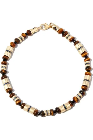 LUIS MORAIS 14kt Gelbgoldarmband mit Saphir und Tigerauge