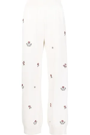 Barrie Hose mit blumiger Stickerei