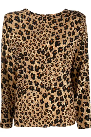 Saint Laurent 1990 Seidentop mit Leoparden-Print