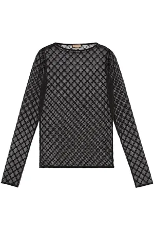 Gucci Tüllbluse mit GG-Stickerei