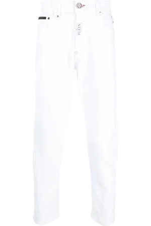 Philipp Plein Halbhohe Straight-Leg-Jeans